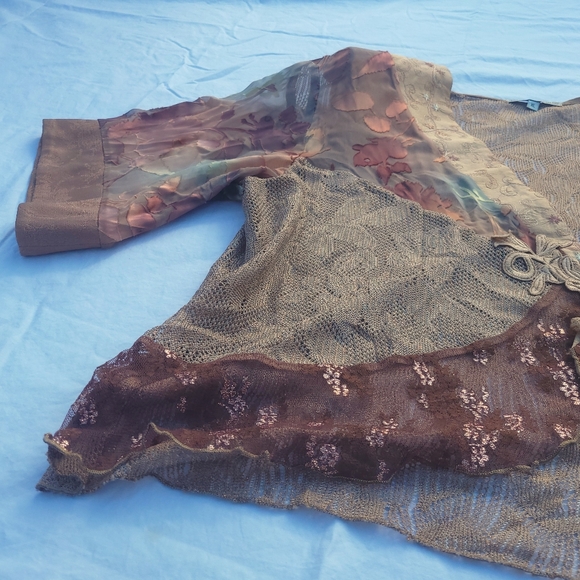 Vintage Floral Lace & Silk Cottagecore Spencer Alexis Cardigan Jacket XL - Picture 5 of 17